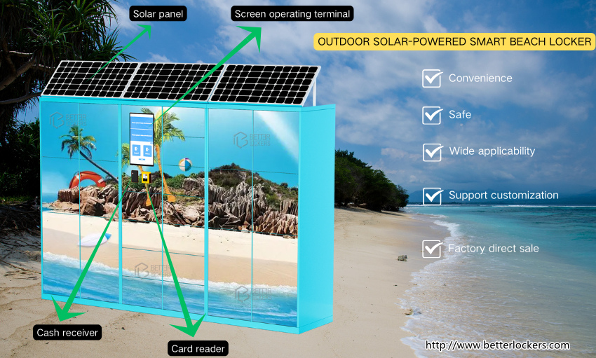 outdoor solar smart beach locker 